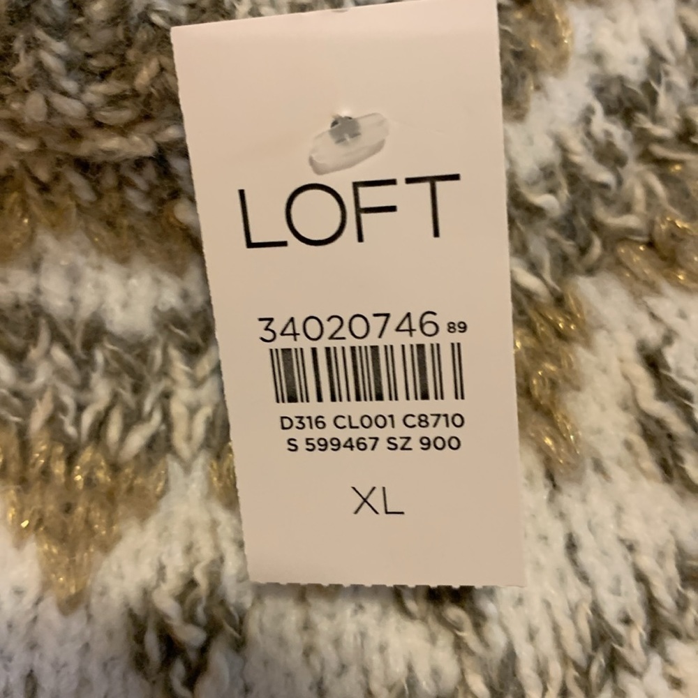 LOFT Long Sleeve Knit Dress - Gray and Gold - Picture 6 of 15